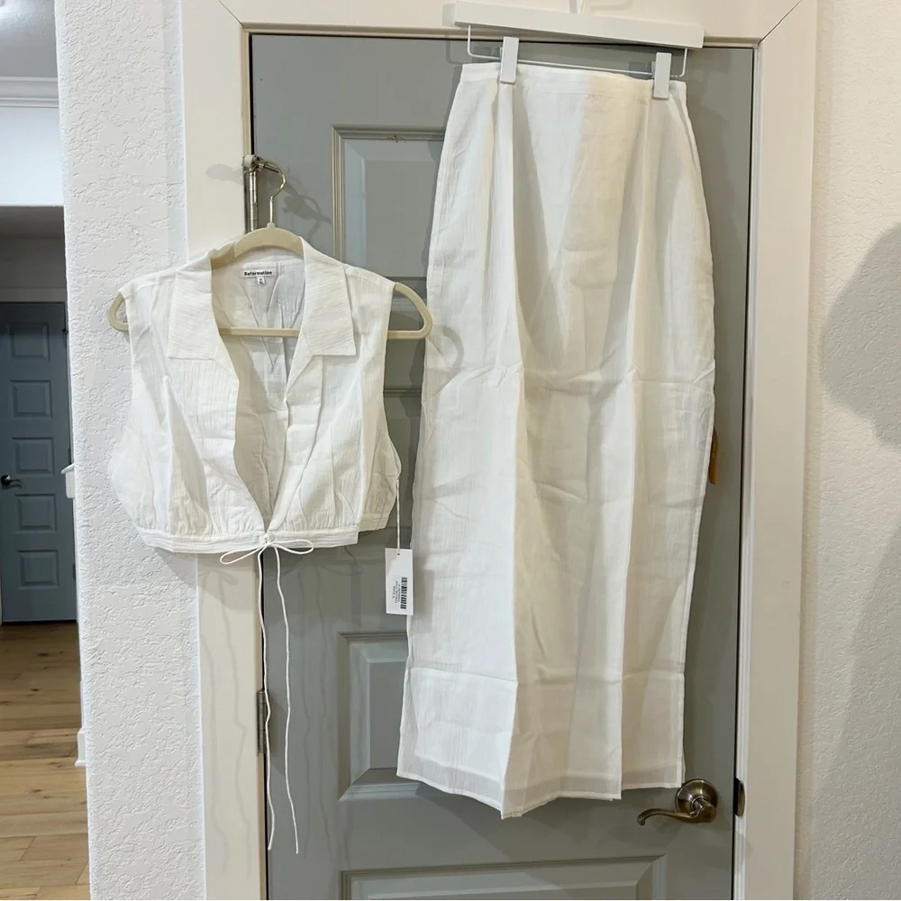 NWT Reformation Sails Linen Two Piece Skirt Set